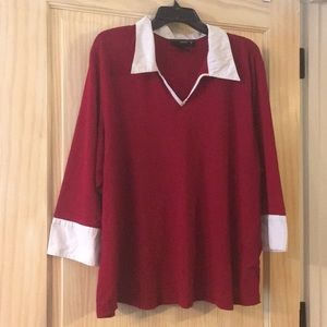 26/28 blouse w/ white cuffs & collar